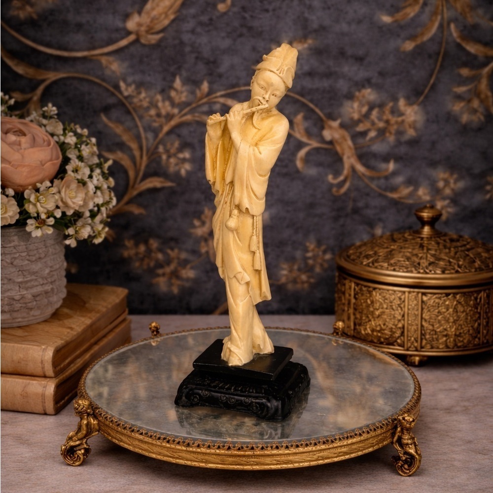 A. Santini Classic Figure Flute Player Sculpture Made in Italy